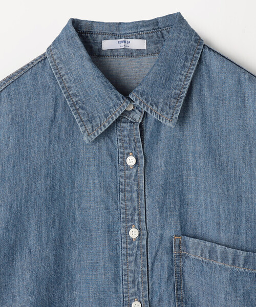 COMME CA Wardrobe(コムサワードローブ)の「〔 +サイズ 〕 テンセル/リネンデニム シャツ(シャツ/ブラウス・レディース・インディゴブルー/ライトインディゴブルー・13号)」の16枚目の写真