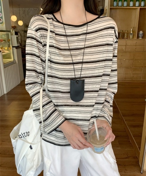 Ritzy(リッツィー)の「バックリボン ボーダー長袖カットソー(Tシャツ/カットソー・レディース・ホワイト・M/L/XL)」の3枚目の写真