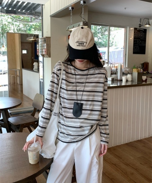 Ritzy(リッツィー)の「バックリボン ボーダー長袖カットソー(Tシャツ/カットソー・レディース・ホワイト・M/L/XL)」の5枚目の写真