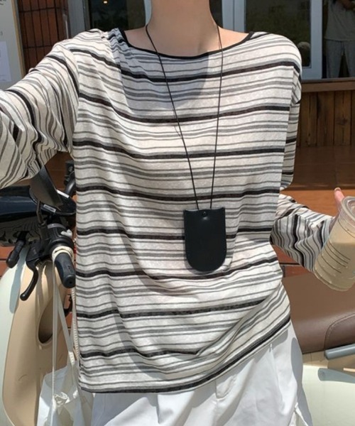 Ritzy(リッツィー)の「バックリボン ボーダー長袖カットソー(Tシャツ/カットソー・レディース・ホワイト・M/L/XL)」の8枚目の写真