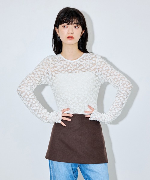 ADAM ET ROPE'(アダムエロペ)の「フレアスリーブレーストップス(Tシャツ/カットソー・レディース・ブラック/ホワイト/キナリ・FREE)」の20枚目の写真