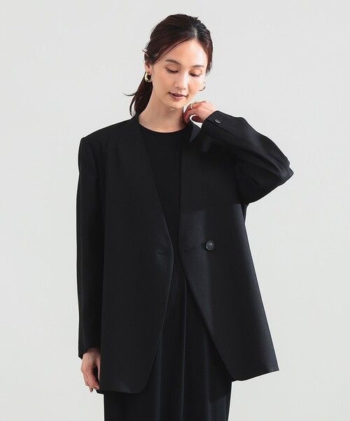 Demi-Luxe BEAMS(デミルクス ビームス)の「ラペルレス オーバー ジャケット(その他アウター・レディース・ブラック/ブラウン・38/36)」の1枚目の写真