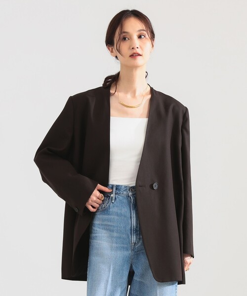 Demi-Luxe BEAMS(デミルクス ビームス)の「ラペルレス オーバー ジャケット(その他アウター・レディース・ブラック/ブラウン・38/36)」の20枚目の写真
