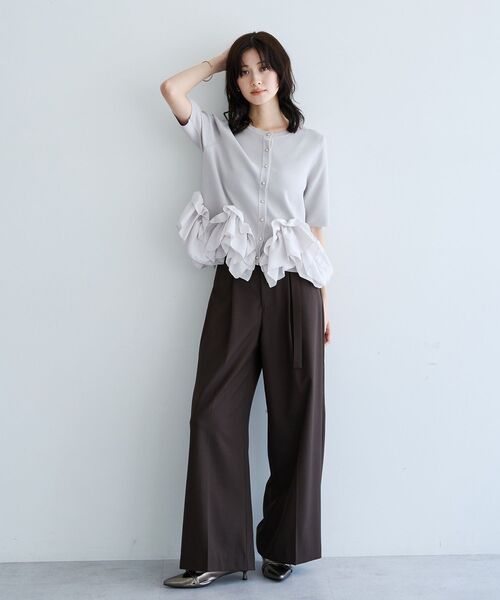 YECCA VECCA（イェッカヴェッカ）の「【UVカット/接触冷感】ベルト付きタックワイドパンツ（その他パンツ・レディース・ダークブラウン/グレー/ボルドー・M/S）」の22枚目の写真