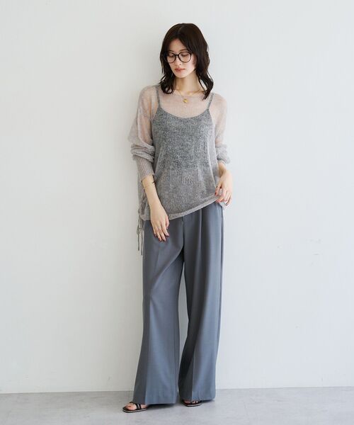 YECCA VECCA（イェッカヴェッカ）の「【UVカット/接触冷感】ベルト付きタックワイドパンツ（その他パンツ・レディース・ダークブラウン/グレー/ボルドー・M/S）」の4枚目の写真