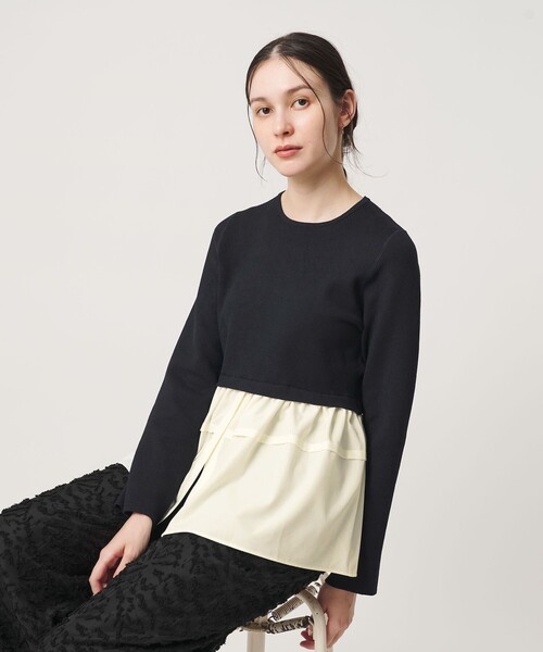 BEAUTY&YOUTH UNITED ARROWS(ビューティーアンドユースユナイテッドアローズ)の「【WEB限定 Wardrobe DAILY MINIMAL】レイヤードフレアニットプルオーバー ウォッシャブル(ニット/セーター・レディース・ネイビー/オフホワイト/ダークグレー・FREE)」の3枚目の写真