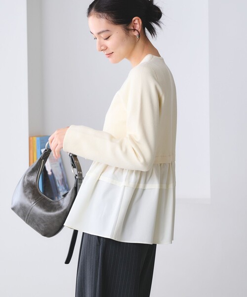 BEAUTY&YOUTH UNITED ARROWS(ビューティーアンドユースユナイテッドアローズ)の「【WEB限定 Wardrobe DAILY MINIMAL】レイヤードフレアニットプルオーバー ウォッシャブル(ニット/セーター・レディース・ネイビー/オフホワイト/ダークグレー・FREE)」の1枚目の写真