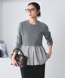 【WEB限定 Wardrobe DAILY MINIMAL】レイヤードフレアニットプルオーバー ウォッシャブル