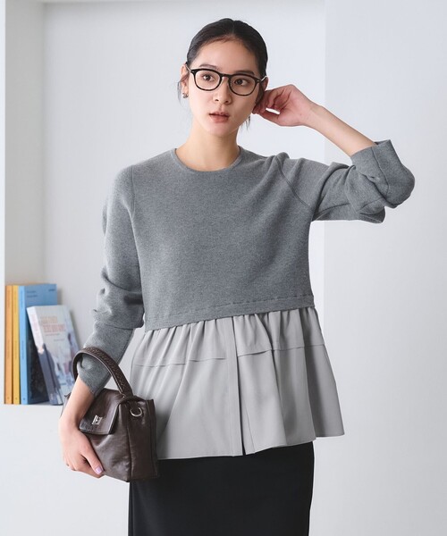 BEAUTY&YOUTH UNITED ARROWS(ビューティーアンドユースユナイテッドアローズ)の「【WEB限定 Wardrobe DAILY MINIMAL】レイヤードフレアニットプルオーバー ウォッシャブル(ニット/セーター・レディース・ネイビー/オフホワイト/ダークグレー・FREE)」の5枚目の写真