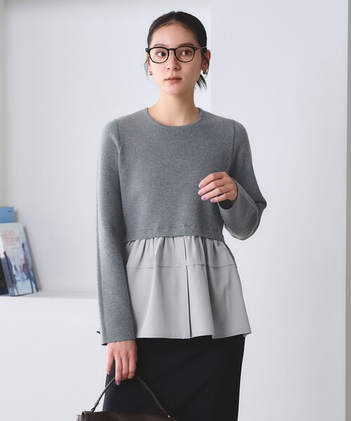 BEAUTY&YOUTH UNITED ARROWS(ビューティーアンドユースユナイテッドアローズ)の「【WEB限定 Wardrobe DAILY MINIMAL】レイヤードフレアニットプルオーバー ウォッシャブル(ニット/セーター・レディース・ネイビー/オフホワイト/ダークグレー・FREE)」の7枚目の写真