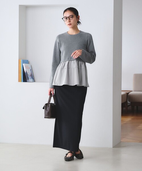 BEAUTY&YOUTH UNITED ARROWS(ビューティーアンドユースユナイテッドアローズ)の「【WEB限定 Wardrobe DAILY MINIMAL】レイヤードフレアニットプルオーバー ウォッシャブル(ニット/セーター・レディース・ネイビー/オフホワイト/ダークグレー・FREE)」の8枚目の写真