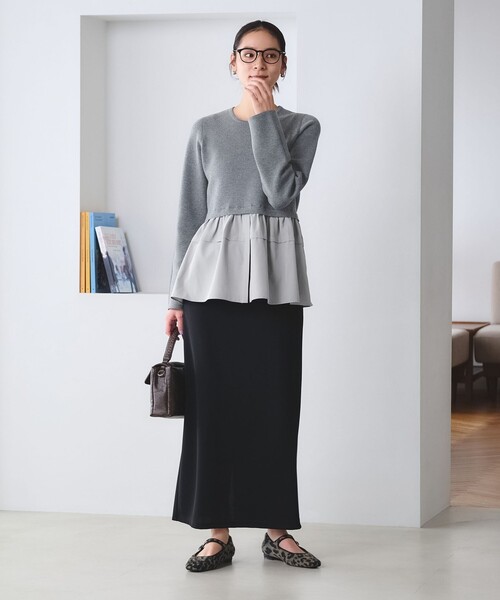 BEAUTY&YOUTH UNITED ARROWS(ビューティーアンドユースユナイテッドアローズ)の「【WEB限定 Wardrobe DAILY MINIMAL】レイヤードフレアニットプルオーバー ウォッシャブル(ニット/セーター・レディース・ネイビー/オフホワイト/ダークグレー・FREE)」の9枚目の写真