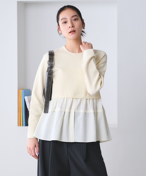 BEAUTY&YOUTH UNITED ARROWS(ビューティーアンドユースユナイテッドアローズ)の「【WEB限定 Wardrobe DAILY MINIMAL】レイヤードフレアニットプルオーバー ウォッシャブル(ニット/セーター・レディース・ネイビー/オフホワイト/ダークグレー・FREE)」の10枚目の写真