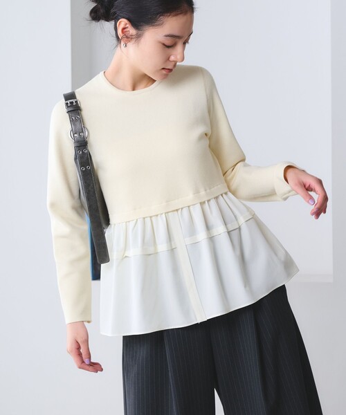 BEAUTY&YOUTH UNITED ARROWS(ビューティーアンドユースユナイテッドアローズ)の「【WEB限定 Wardrobe DAILY MINIMAL】レイヤードフレアニットプルオーバー ウォッシャブル(ニット/セーター・レディース・ネイビー/オフホワイト/ダークグレー・FREE)」の12枚目の写真