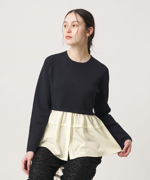 BEAUTY&YOUTH UNITED ARROWS(ビューティーアンドユースユナイテッドアローズ)の「【WEB限定 Wardrobe DAILY MINIMAL】レイヤードフレアニットプルオーバー ウォッシャブル(ニット/セーター・レディース・ネイビー/オフホワイト/ダークグレー・FREE)」の14枚目の写真