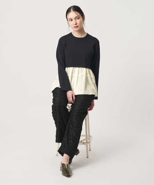 BEAUTY&YOUTH UNITED ARROWS(ビューティーアンドユースユナイテッドアローズ)の「【WEB限定 Wardrobe DAILY MINIMAL】レイヤードフレアニットプルオーバー ウォッシャブル(ニット/セーター・レディース・ネイビー/オフホワイト/ダークグレー・FREE)」の15枚目の写真