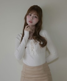 Eyelet fifi knit tops / アイレットフィフィニットトップス