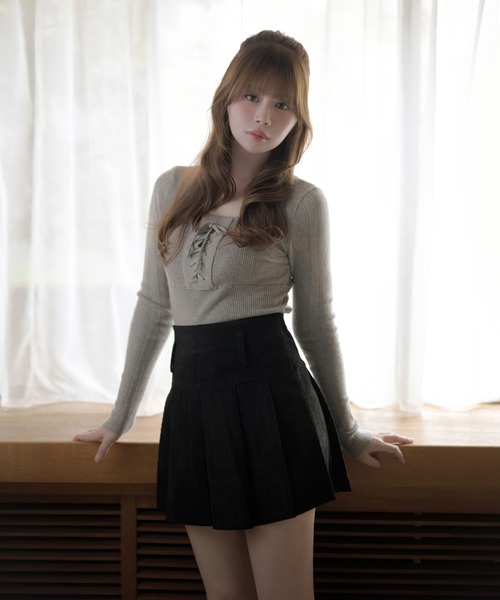 M DOLLY(エムドリー)の「Eyelet fifi knit tops / アイレットフィフィニットトップス(Tシャツ/カットソー・レディース・アイボリー/グレー・FREE)」の13枚目の写真