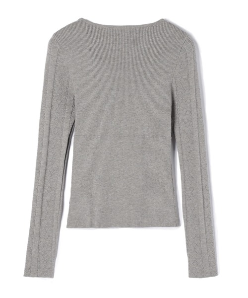M DOLLY(エムドリー)の「Eyelet fifi knit tops / アイレットフィフィニットトップス(Tシャツ/カットソー・レディース・アイボリー/グレー・FREE)」の19枚目の写真