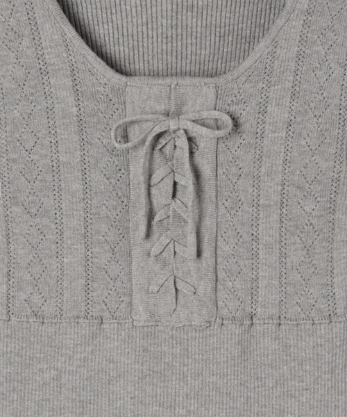 M DOLLY(エムドリー)の「Eyelet fifi knit tops / アイレットフィフィニットトップス(Tシャツ/カットソー・レディース・アイボリー/グレー・FREE)」の20枚目の写真