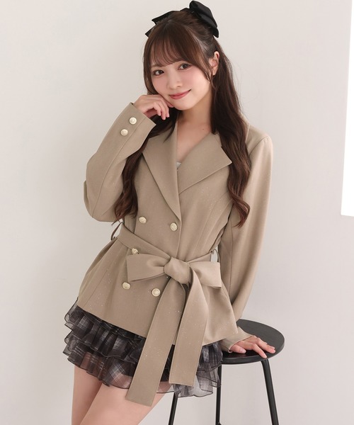 one after another NICE CLAUP(ワンアフターアナザーナイスクラップ)の「【セットアップ可能/スカート別売り】ダブルボタンジャケット(テーラードジャケット・レディース・ベージュ/ブラウン系その他/ブラック・FREE)」の11枚目の写真