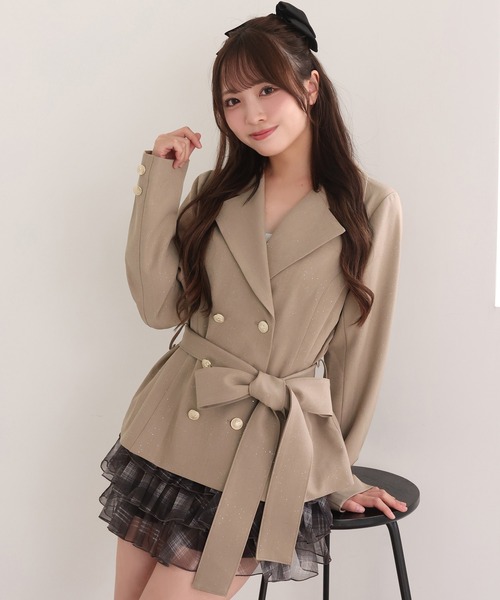 one after another NICE CLAUP(ワンアフターアナザーナイスクラップ)の「【セットアップ可能/スカート別売り】ダブルボタンジャケット(テーラードジャケット・レディース・ベージュ/ブラウン系その他/ブラック・FREE)」の12枚目の写真