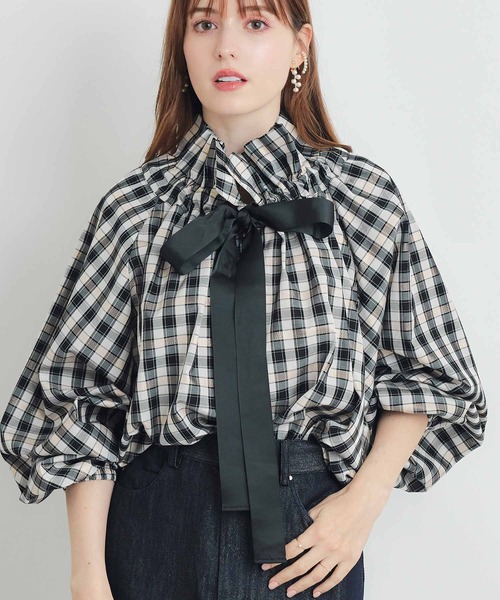 PICCIN(ピッチン)の「ラメチェックザビエルブラウス(シャツ/ブラウス・レディース・ベージュ・M)」の3枚目の写真