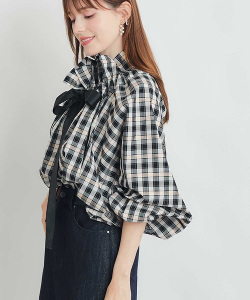 PICCIN(ピッチン)の「ラメチェックザビエルブラウス(シャツ/ブラウス・レディース・ベージュ・M)」の4枚目の写真