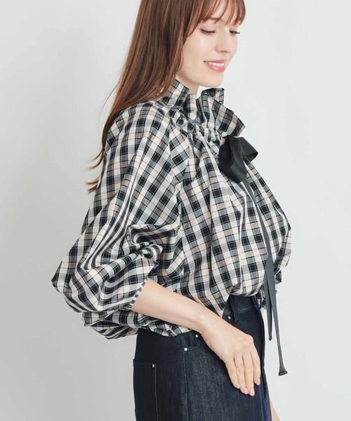 PICCIN(ピッチン)の「ラメチェックザビエルブラウス(シャツ/ブラウス・レディース・ベージュ・M)」の6枚目の写真