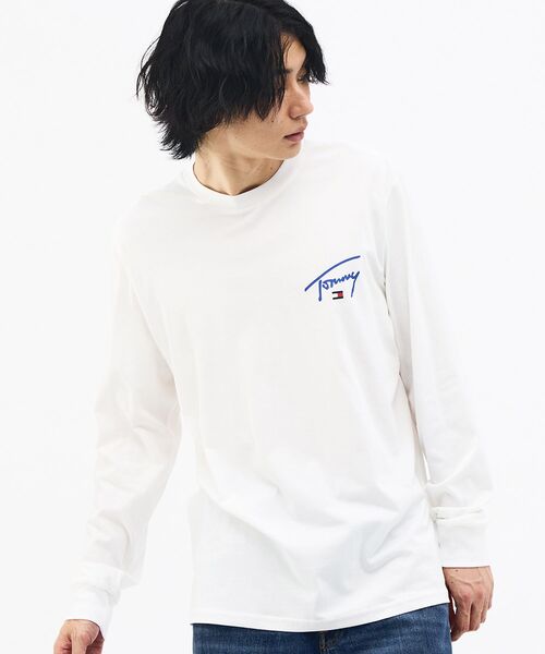 tommy jeans(トミー ジーンズ)の「【オンライン限定】ユニセックス シグネチャーチェストロングスリーブTシャツ(Tシャツ/カットソー・メンズ・ブラック/ホワイト・X-LARGE/LARGE/MEDIUM/SMALL)」の10枚目の写真