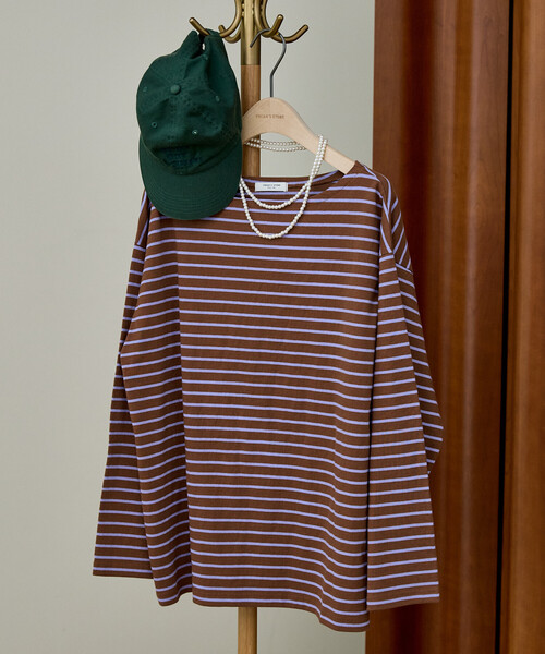 FREAK'S STORE(フリークスストア)の「バスクボーダーTシャツ/ボーダーロンT(Tシャツ/カットソー・レディース・ベージュ/ブラウン/ダークグレー・フリ-)」の3枚目の写真