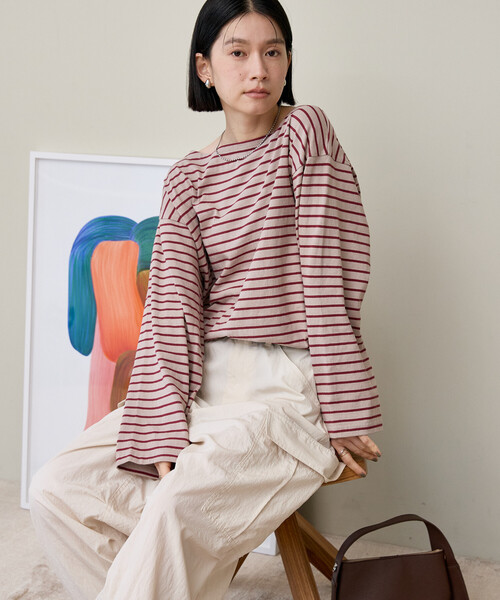 FREAK'S STORE(フリークスストア)の「バスクボーダーTシャツ/ボーダーロンT(Tシャツ/カットソー・レディース・ベージュ/ブラウン/ダークグレー・フリ-)」の9枚目の写真
