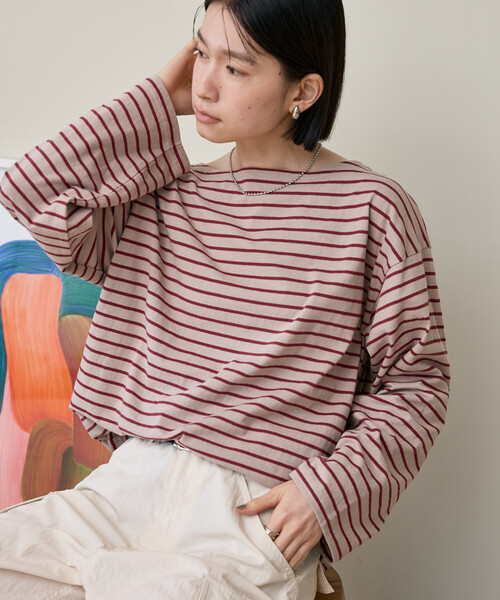 FREAK'S STORE(フリークスストア)の「バスクボーダーTシャツ/ボーダーロンT(Tシャツ/カットソー・レディース・ベージュ/ブラウン/ダークグレー・フリ-)」の10枚目の写真
