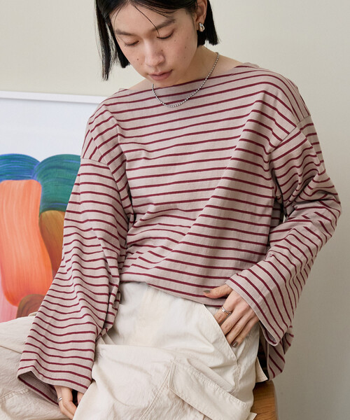FREAK'S STORE(フリークスストア)の「バスクボーダーTシャツ/ボーダーロンT(Tシャツ/カットソー・レディース・ベージュ/ブラウン/ダークグレー・フリ-)」の11枚目の写真