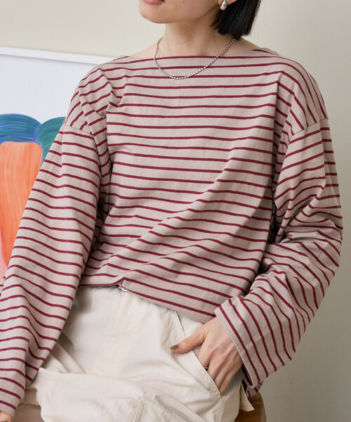 FREAK'S STORE(フリークスストア)の「バスクボーダーTシャツ/ボーダーロンT(Tシャツ/カットソー・レディース・ベージュ/ブラウン/ダークグレー・フリ-)」の12枚目の写真