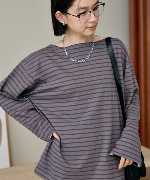 FREAK'S STORE(フリークスストア)の「バスクボーダーTシャツ/ボーダーロンT(Tシャツ/カットソー・レディース・ベージュ/ブラウン/ダークグレー・フリ-)」の20枚目の写真
