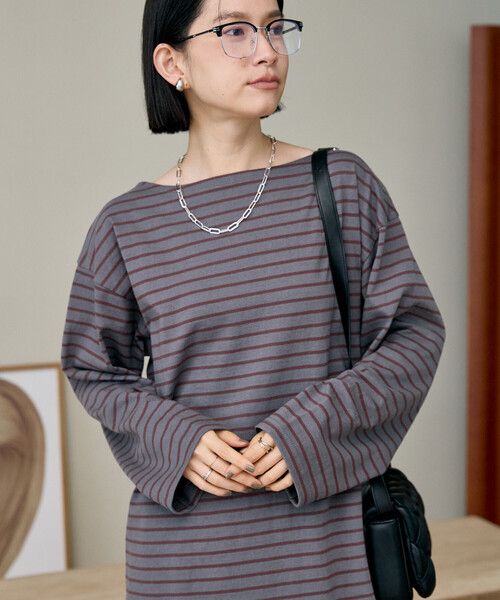 FREAK'S STORE(フリークスストア)の「バスクボーダーTシャツ/ボーダーロンT(Tシャツ/カットソー・レディース・ベージュ/ブラウン/ダークグレー・フリ-)」の21枚目の写真