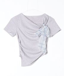 リボン付きデザイン半袖Tシャツ