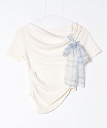 リボン付きデザイン半袖Tシャツ