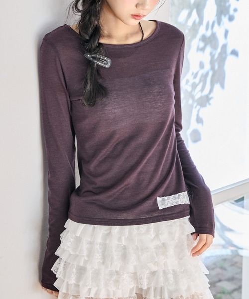 FCMM（エフシーエムエム）の「COLOR LS TEE / カラーロンT（Tシャツ/カットソー・レディース・ミント/グレイッシュブルー/ダークパープル/レモンイエロー/オフホワイト・SMALL/MEDIUM）」の4枚目の写真