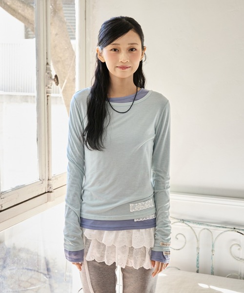 FCMM（エフシーエムエム）の「COLOR LS TEE / カラーロンT（Tシャツ/カットソー・レディース・ミント/グレイッシュブルー/ダークパープル/レモンイエロー/オフホワイト・SMALL/MEDIUM）」の7枚目の写真