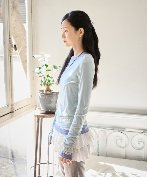 FCMM（エフシーエムエム）の「COLOR LS TEE / カラーロンT（Tシャツ/カットソー・レディース・ミント/グレイッシュブルー/ダークパープル/レモンイエロー/オフホワイト・SMALL/MEDIUM）」の8枚目の写真