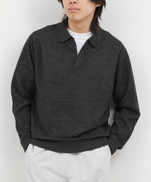 変形カノコ 長袖スキッパーニットポロ 26AW