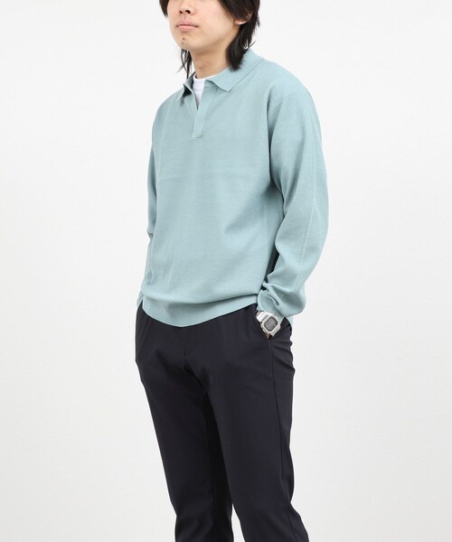 NOLLEY’S(ノーリーズ)の「変形カノコ 長袖スキッパーニットポロ 26AW(ニット/セーター・メンズ・サックスブルー/グリーン/ベージュ/チャコールグレー・M/L/S)」の8枚目の写真