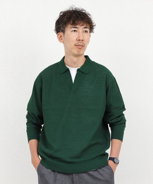 NOLLEY’S(ノーリーズ)の「変形カノコ 長袖スキッパーニットポロ 26AW(ニット/セーター・メンズ・サックスブルー/グリーン/ベージュ/チャコールグレー・M/L/S)」の18枚目の写真