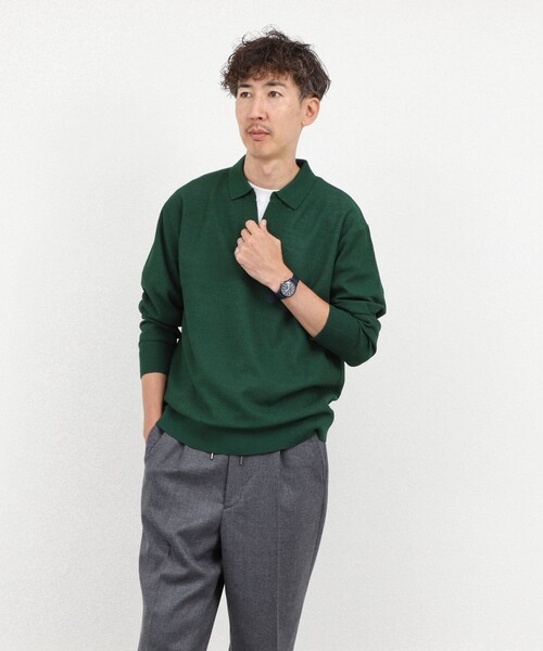 NOLLEY’S(ノーリーズ)の「変形カノコ 長袖スキッパーニットポロ 26AW(ニット/セーター・メンズ・サックスブルー/グリーン/ベージュ/チャコールグレー・M/L/S)」の21枚目の写真