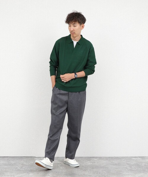 NOLLEY’S(ノーリーズ)の「変形カノコ 長袖スキッパーニットポロ 26AW(ニット/セーター・メンズ・サックスブルー/グリーン/ベージュ/チャコールグレー・M/L/S)」の22枚目の写真