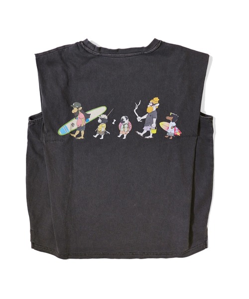 RIVER SIDE CULTURE(リバーサイドカルチャー)の「RIVER SIDE CULTURE / MY FAMILY SURFING ノースリーブ(Tシャツ/カットソー・レディース・チャコールグレー・SMALL/MEDIUM)」の8枚目の写真