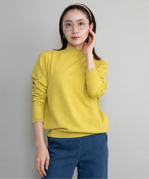 lodie(ロディ)の「【全8色展開】プチフリルハイネックニット(ニット/セーター・レディース・イエロー/ブルー/グリーン/アイボリー/グレー/レッド/ネイビー/ブラック・FREE)」の7枚目の写真