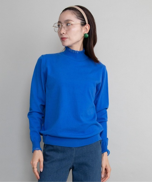 lodie(ロディ)の「【全8色展開】プチフリルハイネックニット(ニット/セーター・レディース・イエロー/ブルー/グリーン/アイボリー/グレー/レッド/ネイビー/ブラック・FREE)」の6枚目の写真